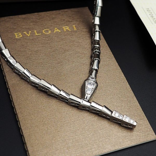 18K BV Serpenti Viper Demi-Pavé Diamonds Necklace - 图片 7