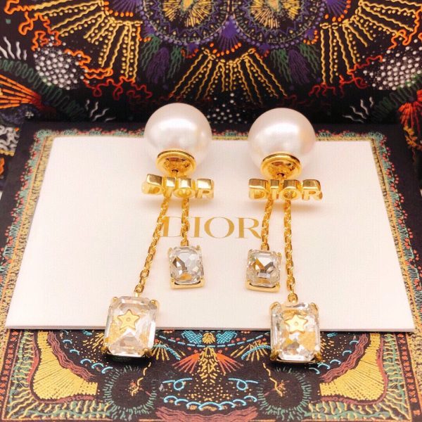 18K CD Tassel Crystal Star Earrings - 图片 5