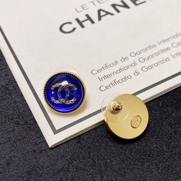 18K CC Blue Crystal Earrings - 图片 6