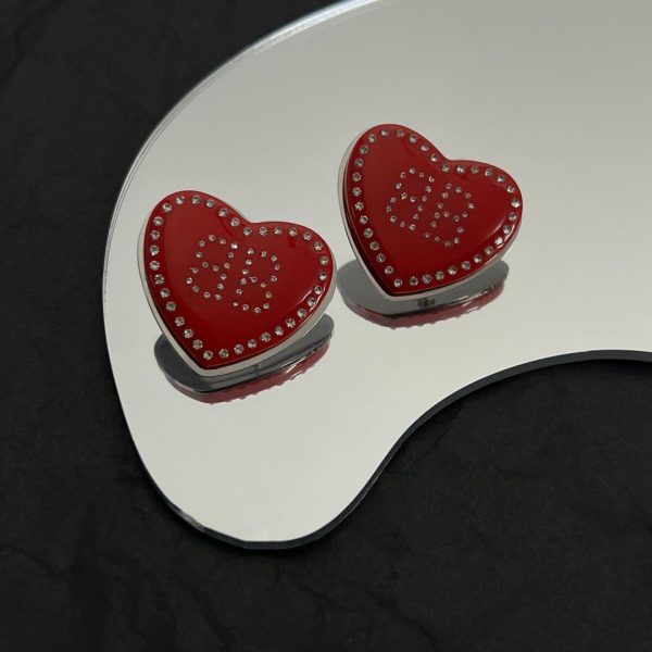 18K BB Red Heart Earrings - Image 5