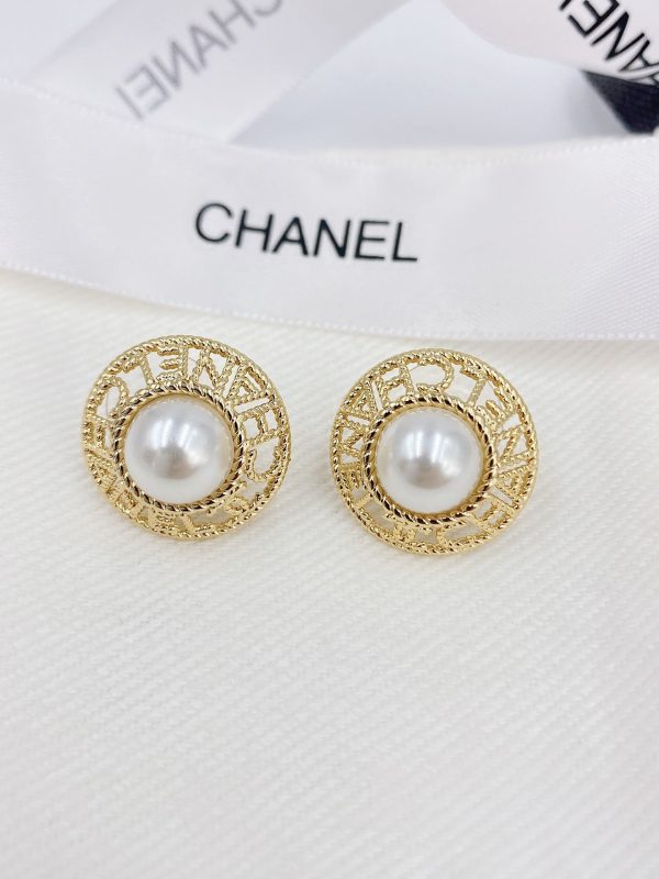 18K CC Pearl Round Earrings - 图片 5