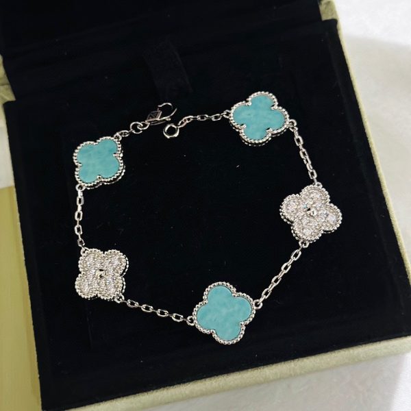 18K Vintage Alhambra Five Motifs Agate Bracelet - 图片 5