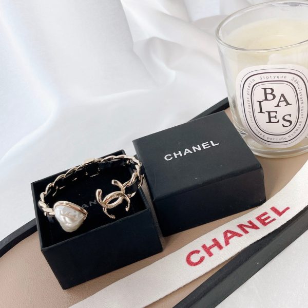 18K CC Heart Black Cuff Bracelet - 图片 5