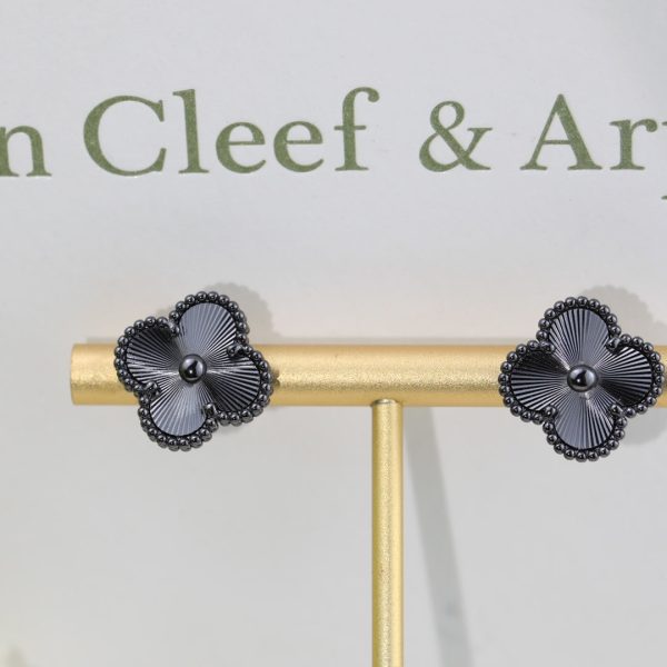 18K Vintage Alhambra Black Earrings - 图片 5