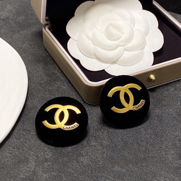 18K CC Black Yellow Gold Earrings - Image 6