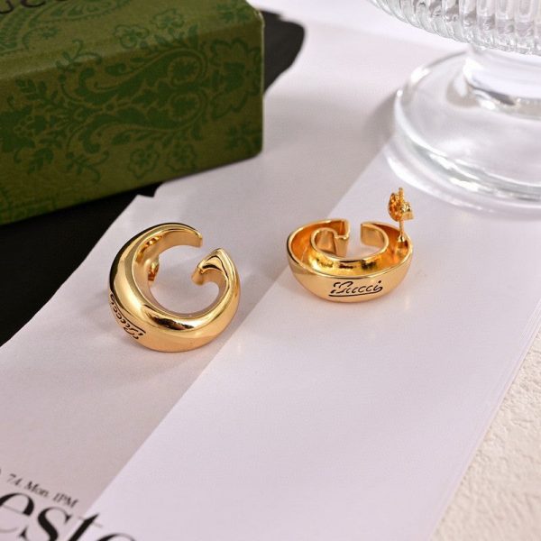 18K Double G GG Logo Earrings - 图片 5