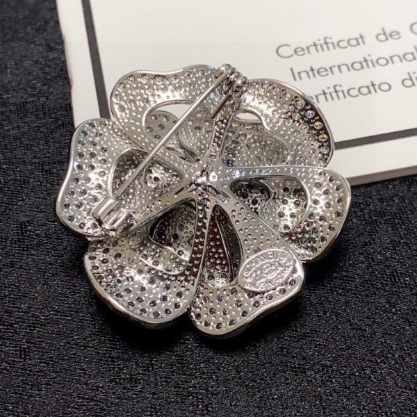 18K CC Full Diamond Camellia Brooch - 图片 6