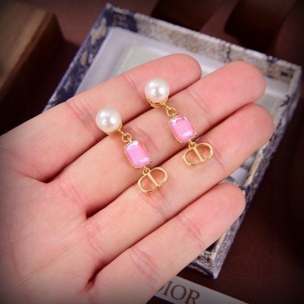 18K Petit CD Crystal Earrings - 图片 3