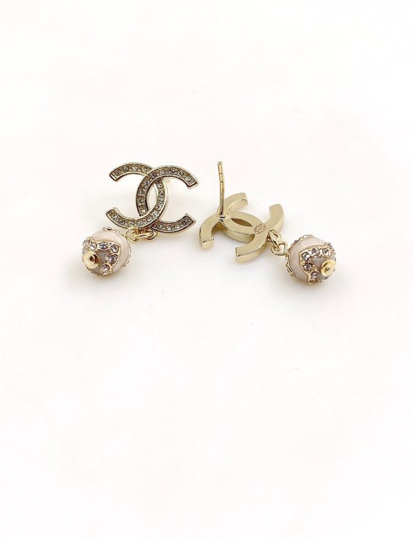 18K CC Pearl Pendant Earrings - 图片 6