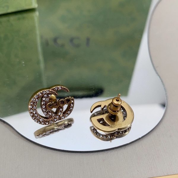 18K Double G Logo Diamonds Earrings - 图片 7