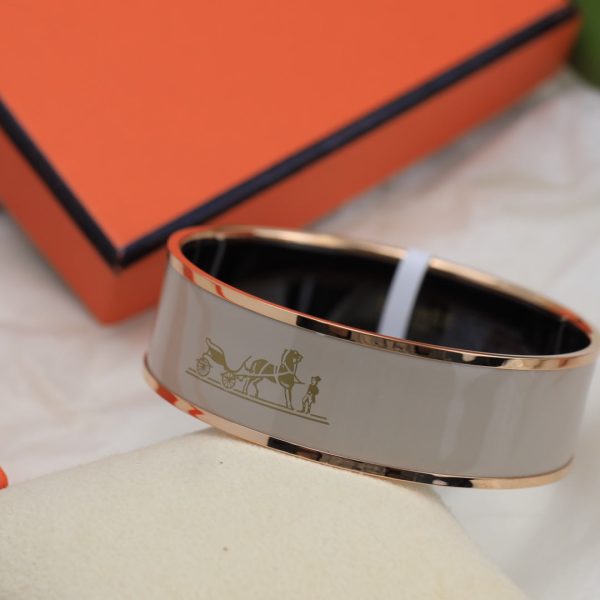 18K Enamel Calèche Wide Bangle H Bracelet - 图片 21