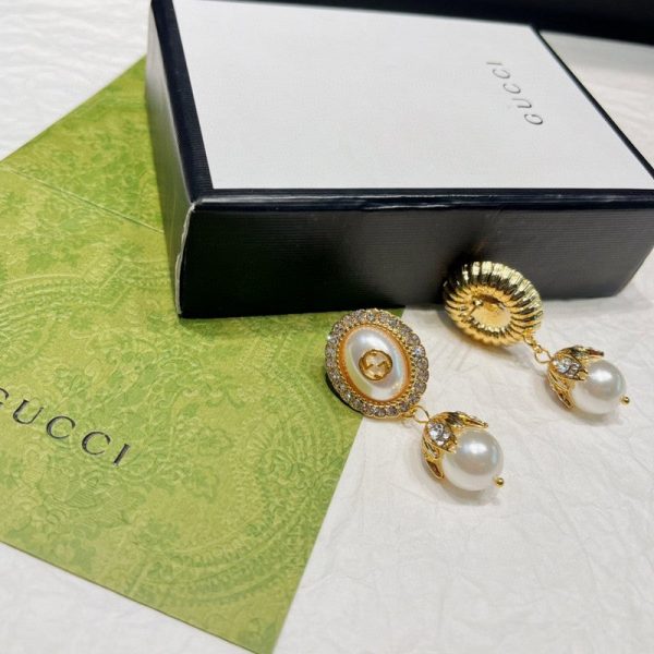 18K Double G Flower Pearl Earrings - 图片 10