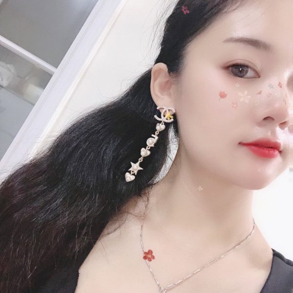 18K CC No.5 Long Earrings - 图片 5