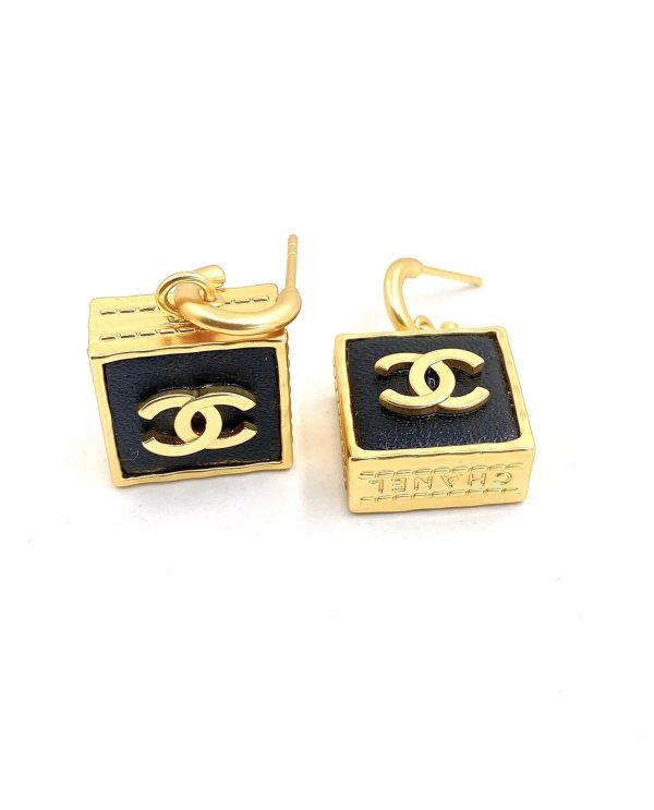 18K CC Black Bag Pendant Earrings - Image 5