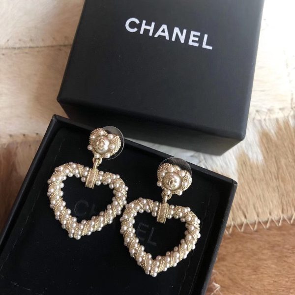 18K CC Heart Pendant Earrings - 图片 5