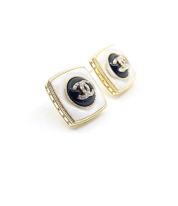 18K CC Pearl Square Earrings - 图片 5