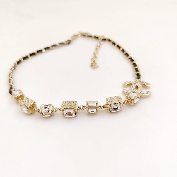 18K CC Square Crystal Choker Necklace - 图片 6