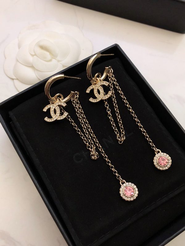 18K CC Tassel Crystals Earrings - 图片 7