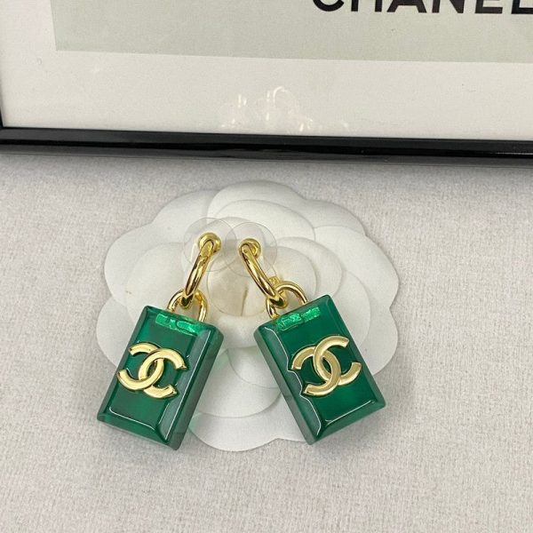 18K CC Green Perfume Bottle Earrings - 图片 8