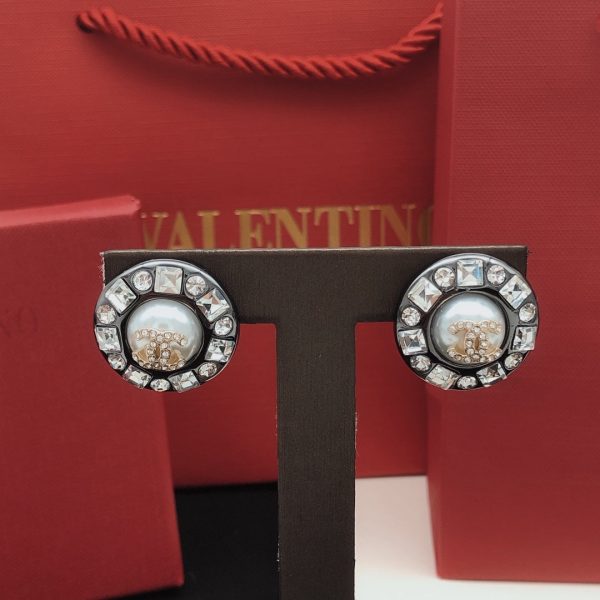 18K CC Crystals Black Earrings - 图片 2