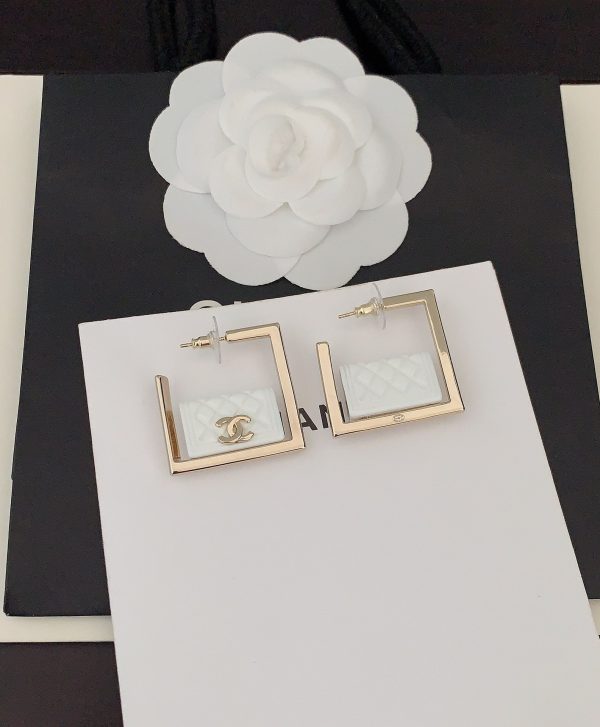 18K CC White Bag Pendant Earrings - 图片 6