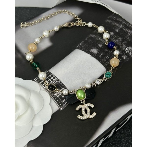 18K CC Crystal Bow Necklace - 图片 6