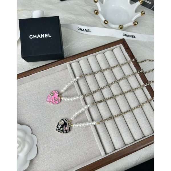 18K CC Pink & Black Heart Pearl Necklace - 图片 14
