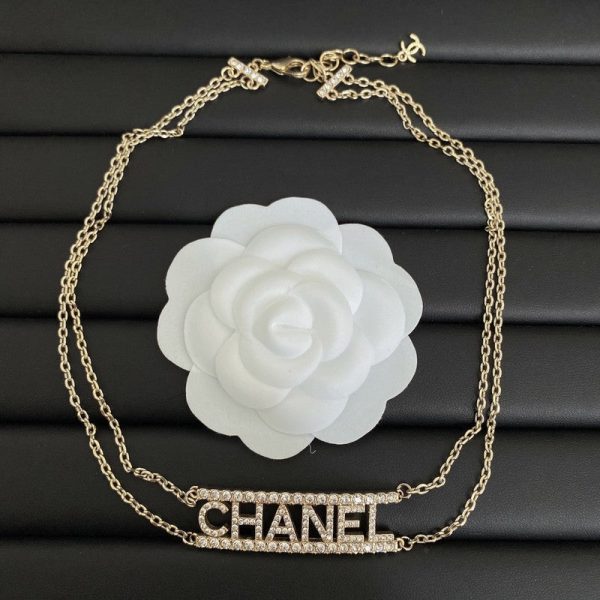 18K CC Letter Diamond Choker Necklace - 图片 2