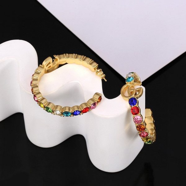 18K Double G Color Crystal Earrings - 图片 6