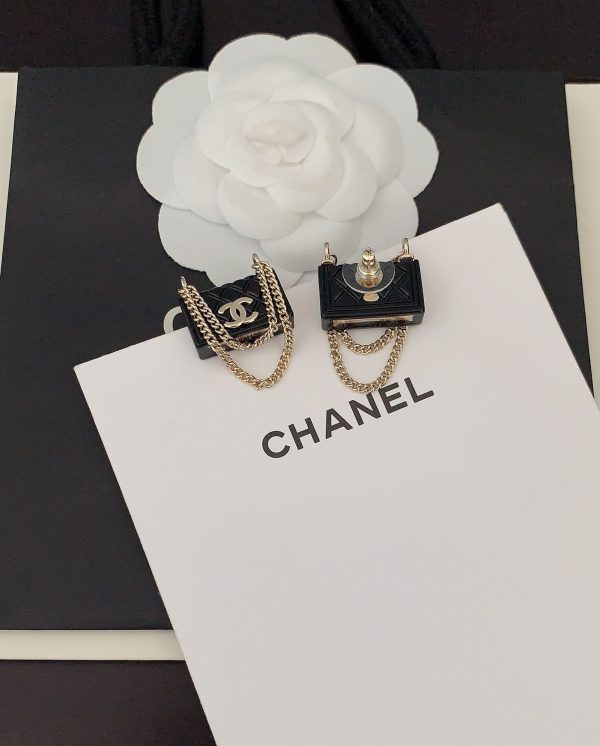 18K CC Black Bag Pendant Earrings - 图片 6