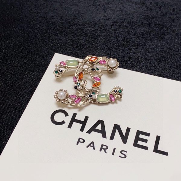 18K CC Crystal Flower Brooch - 图片 5