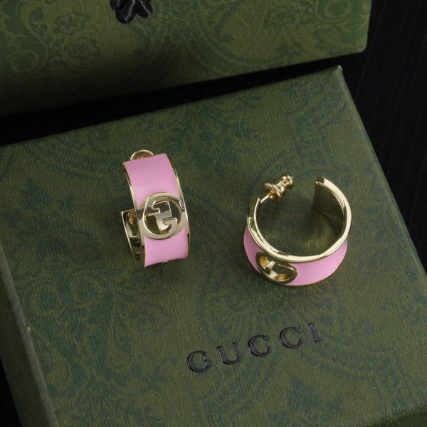 18K Double G Color Enamel Earrings - 图片 6