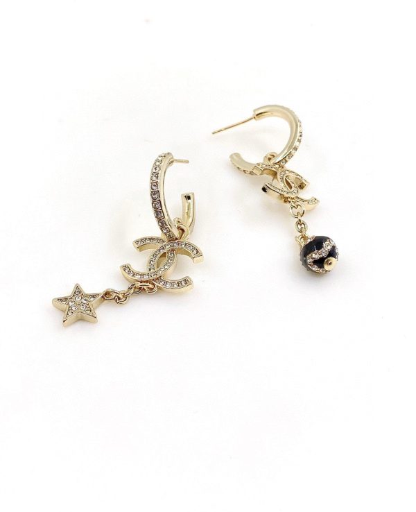 18K CC Pearl Long Pendant Earrings - 图片 6