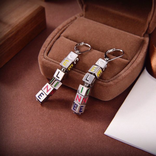18K Triomphe Script Cube Earrings - 图片 6