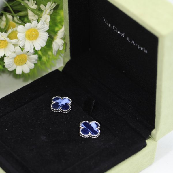 18K Vintage Alhambra Blue Earrings - 图片 7