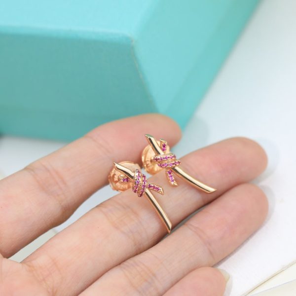18K T Knot Pink Diamonds Earrings - 图片 8