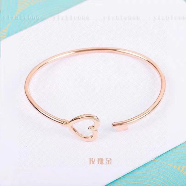 18K T Heart Key Wire Bracelet - 图片 2