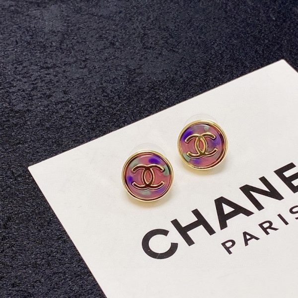 18K CC Colorful Round Earrings - 图片 7