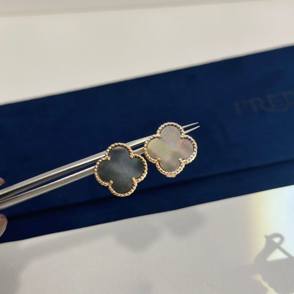 18K Vintage Alhambra Grey Earrings - 图片 9