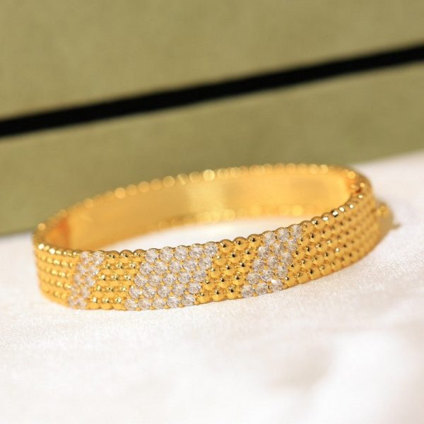 18K Perlée 5 Rows Diamond Bracelet - 图片 8