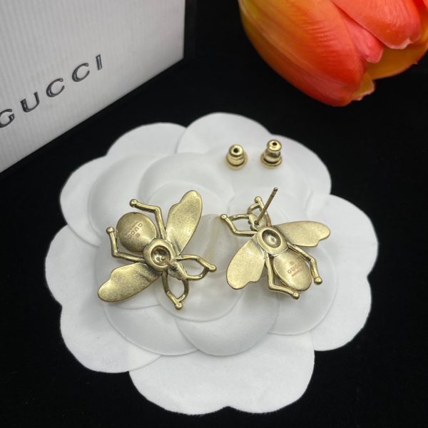 18K Double G Bee Pearl Earrings - 图片 6
