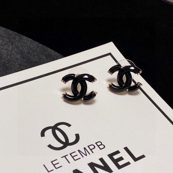 18K CC Black Gold Earrings - 图片 5