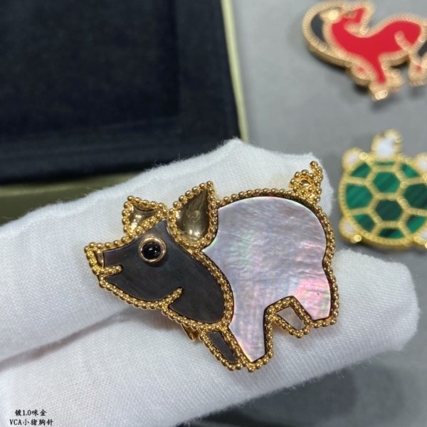 18K Lucky Animals Pig Clip Brooch - 图片 6