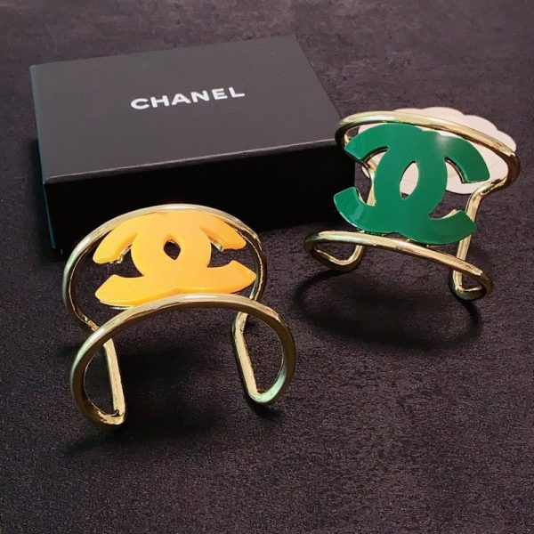 18K CC Color Logo Open Cuff Bracelet - Image 7