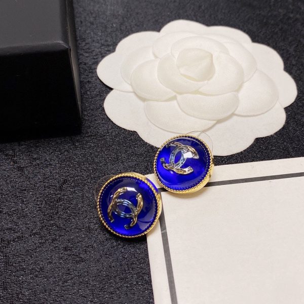 18K CC Blue Crystal Earrings - 图片 7