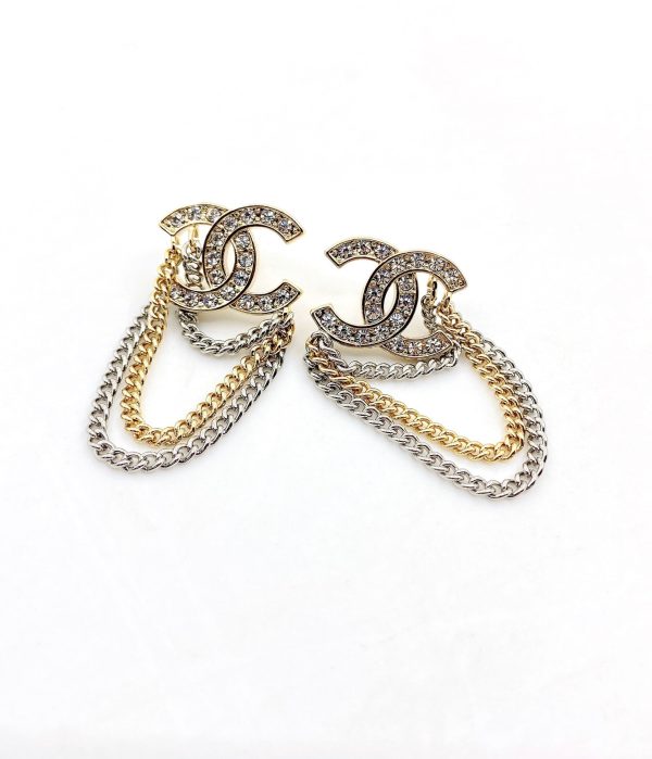 18K CC Chain Pendant Earrings - 图片 6
