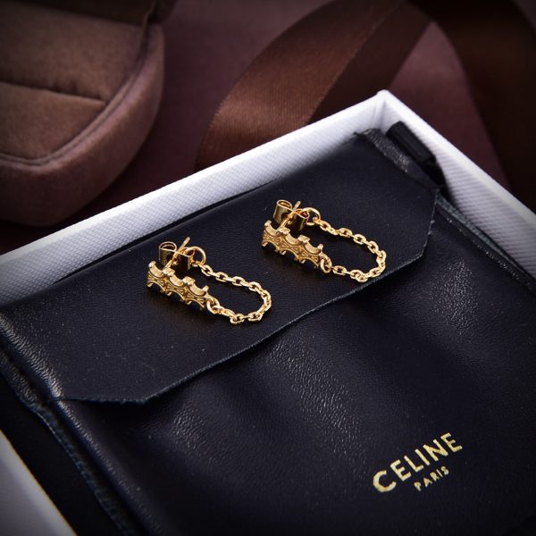 18K Triomphe Chain Earrings - Image 6