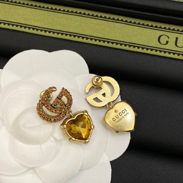 18K Double G Yellow Crystal Earrings - 图片 6