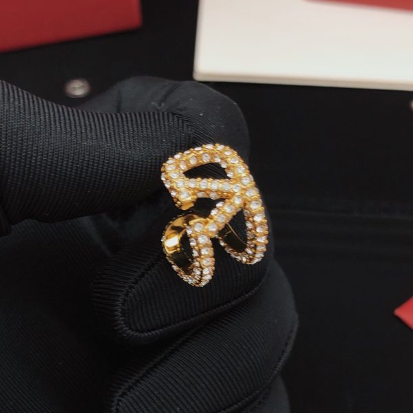 18K Vlogo Diamonds Open Earrings - 图片 5