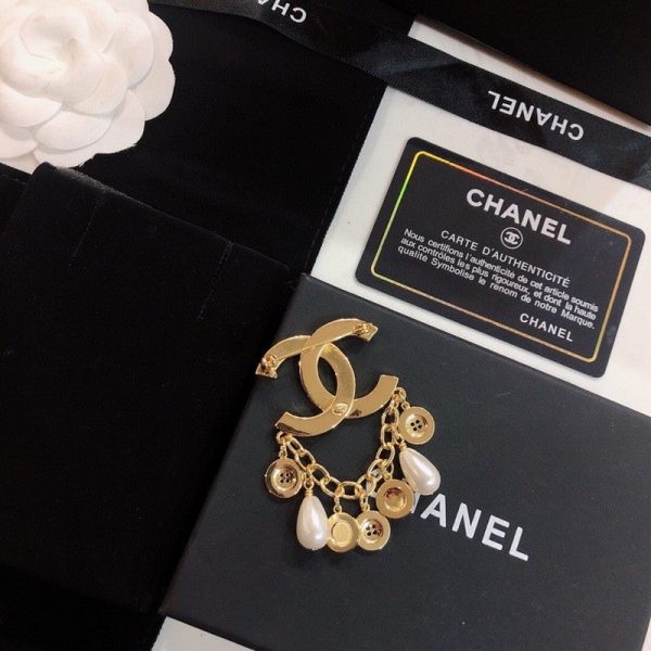 18K CC Pearl Pendant Brooch - 图片 7